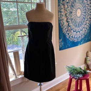 Black strapless dress ABS satin